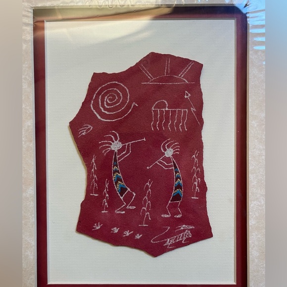 Set of 4 Vintage Larry Beck Hand Painted Petroglyphs on Stone - Picture 2 of 12